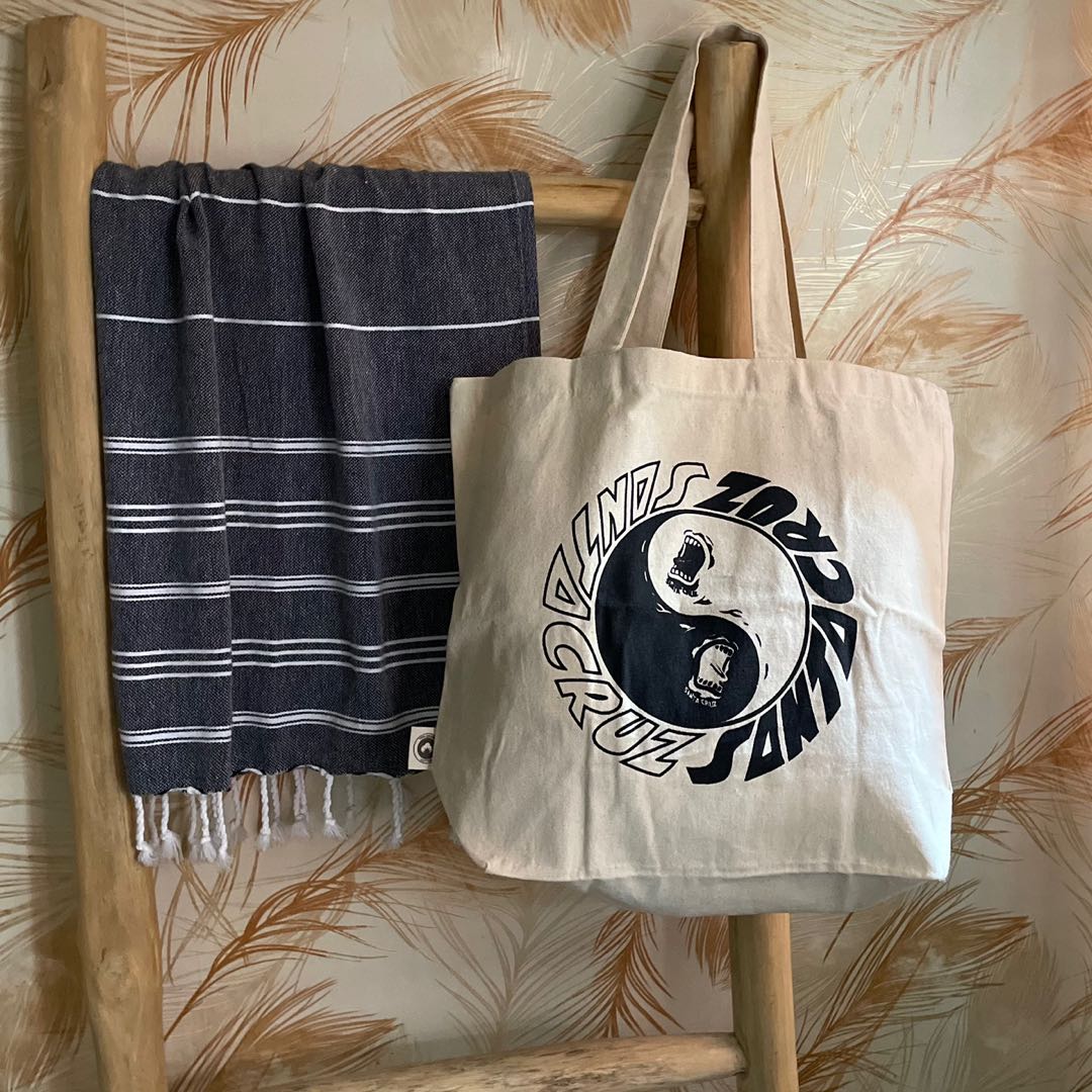 Santa Cruz Pinstripes Small Straw Tote Bag