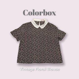#SelaluUntung Colorbox Vintage Black Floral Blouse Top with Collar