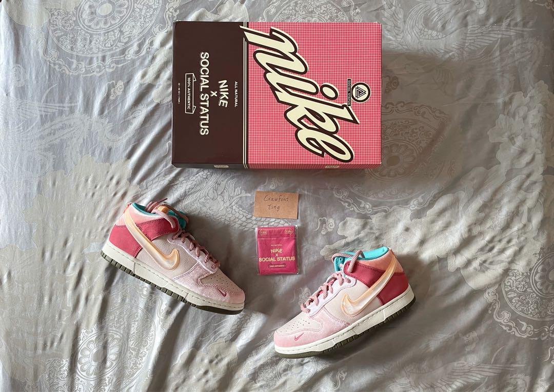 Social Status X Nike Dunk Mid 'Strawberry Milk', Men's Fashion