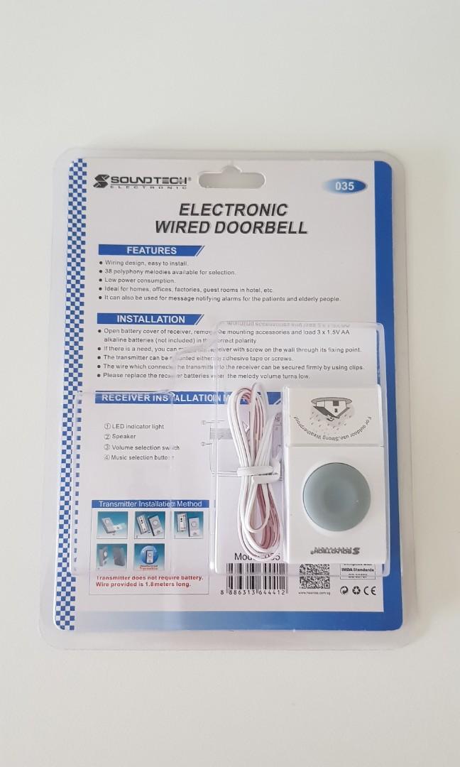 Soundtech Electronic Soundtech Electronic Wired DoorBell Button, Furniture & Home Living ...