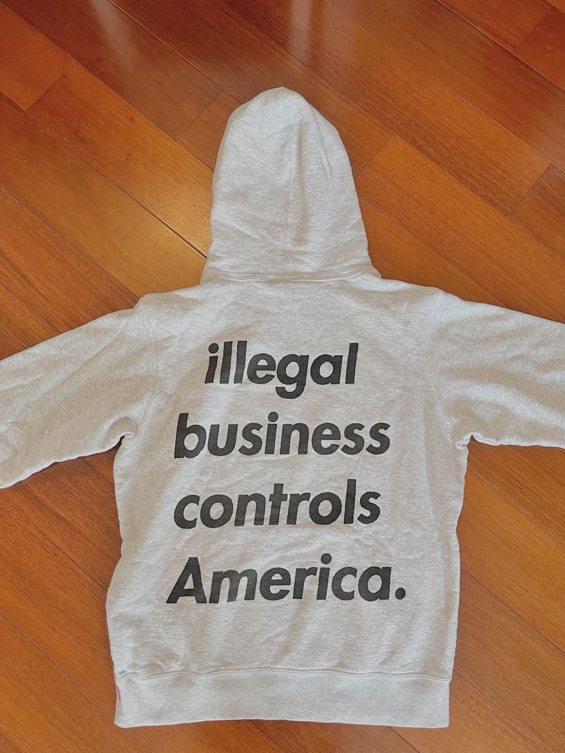 ✓Supreme Illegal Business Hooded Sweatshirt Ash Grey, 男裝, 上身