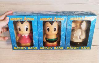 Tezuka Productions Mighty Atom Money Bank Astro boy Vintage Coin Bank  Set of 3 Figurines
