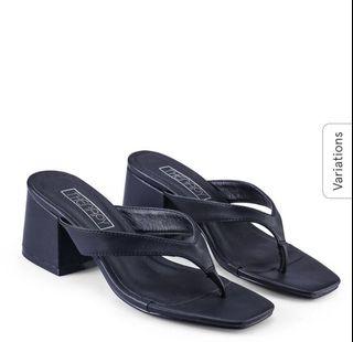 Therapy Black Slipper Heels