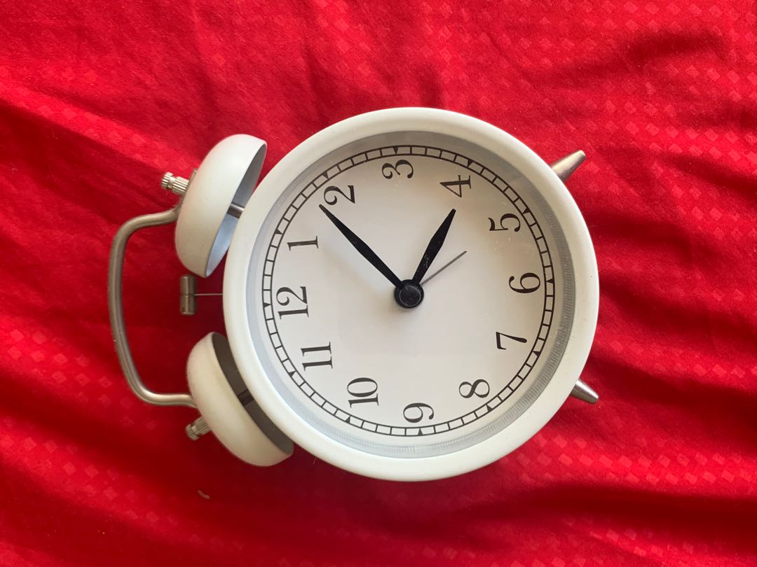 White Alarm Clock Battery Ran (Included), Furniture & Home Living