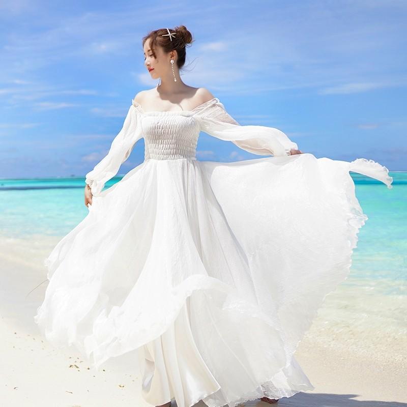 White flowy off the shoulder dress deals