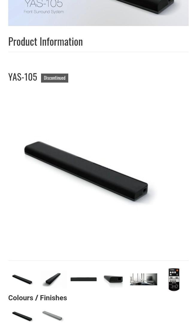 Yamaha Soundbar YAS105, Audio, Soundbars, Speakers & Amplifiers on