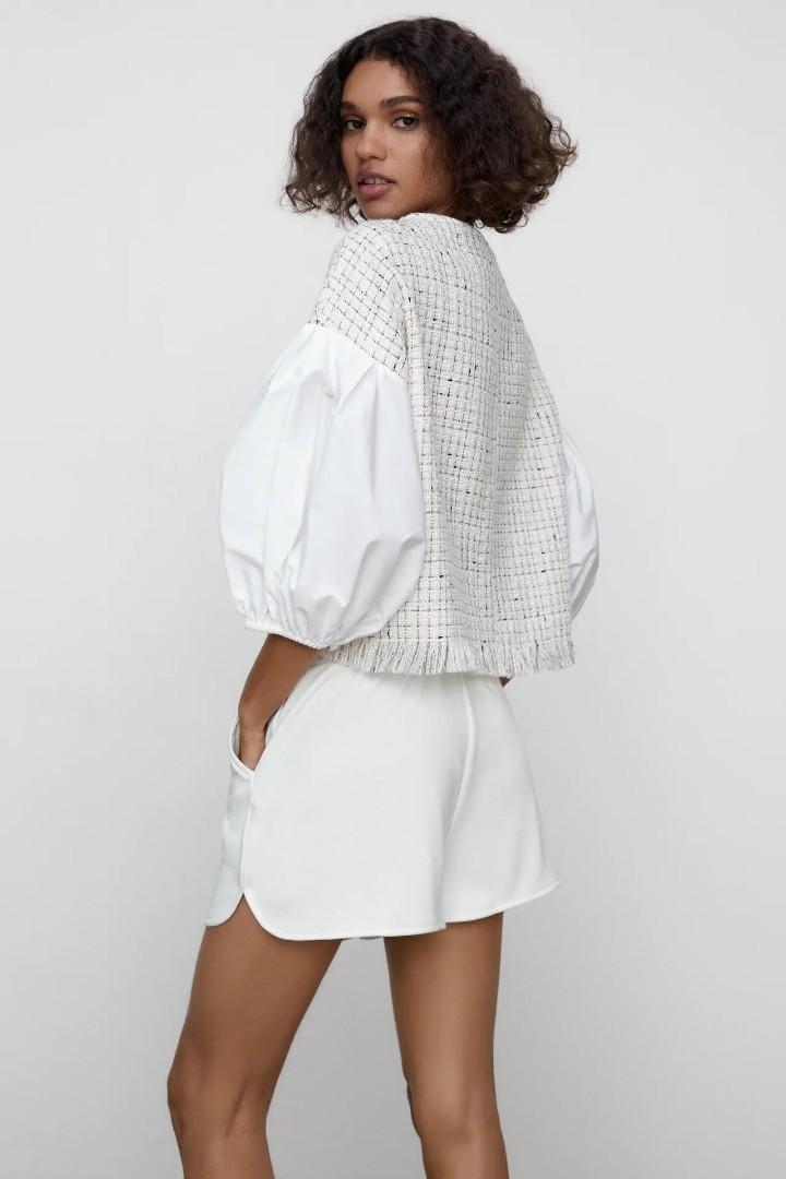 zara textured combination top