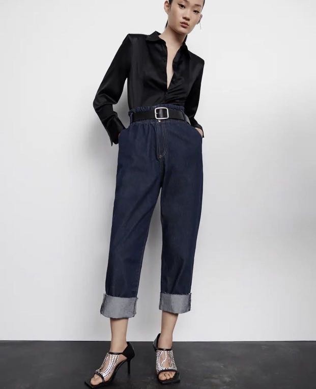 ZARA Highwaist Baggy Jeans, Fesyen 
