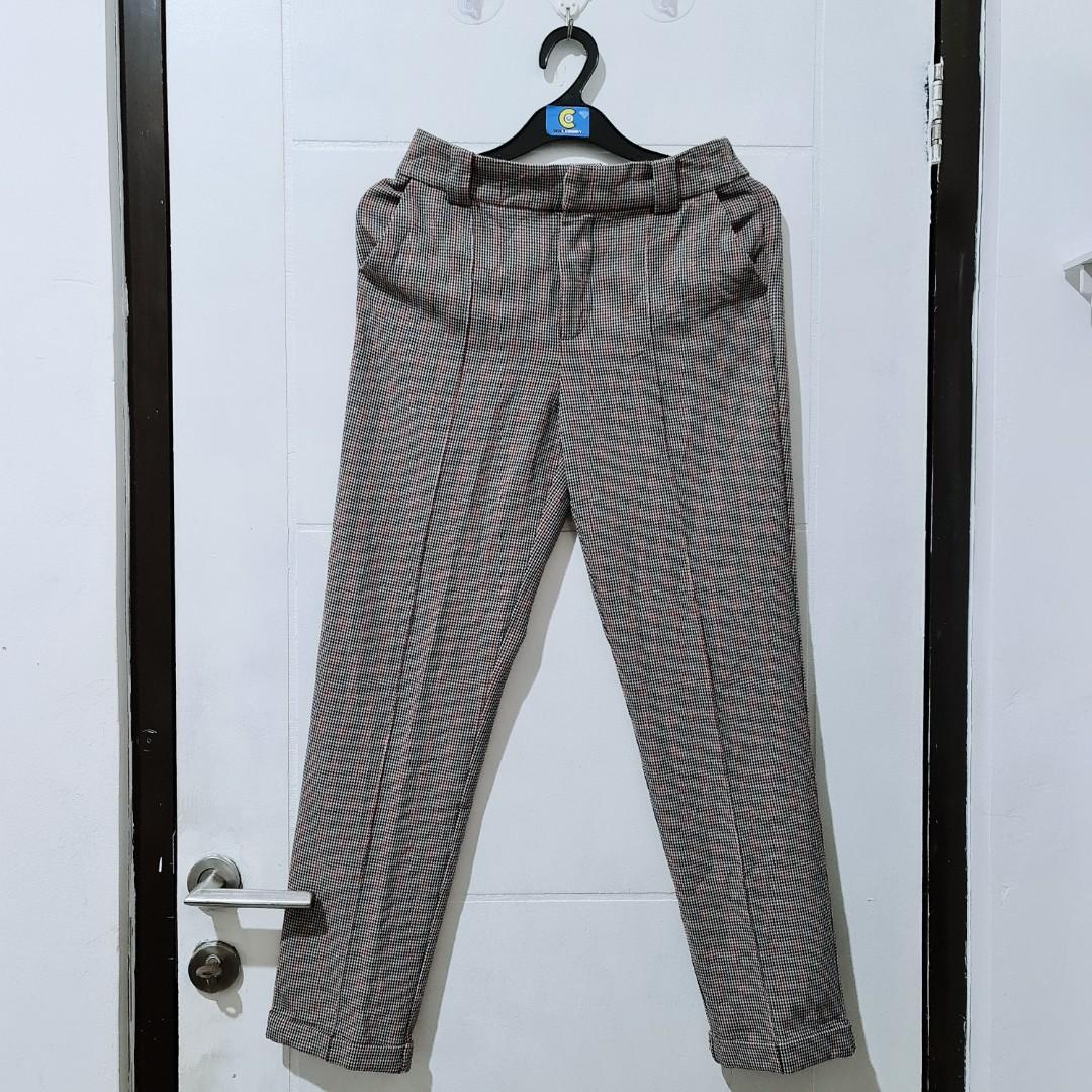 zara plaid pants, Fesyen Wanita 