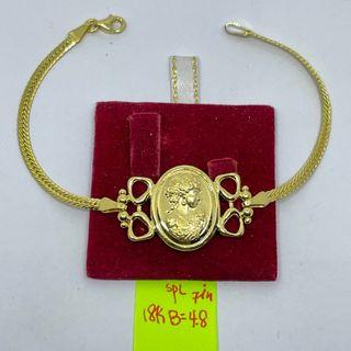 18K Saudi Gold Cameo Flat Bracelet
