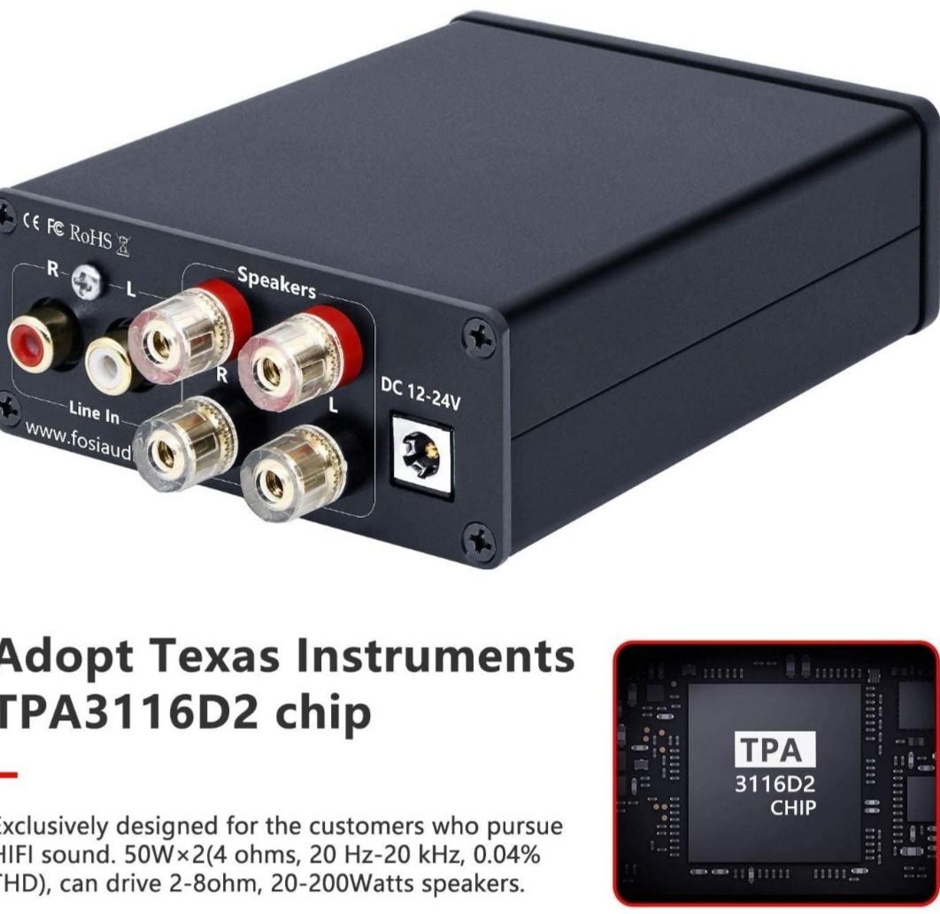 Fosi Audio 2 Channel TPA3116D2 Stereo Audio Class D Amplifier 50W X 2 - V1.0 Power Amplifier For Home Passive Speakers