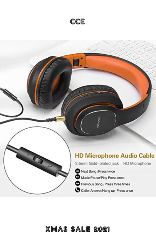 80 Off Wireless Headphones Over Ear Worwoder 80 Hrs Playtime Bluetooth Headphones Foldable Hi Fi Stereo Soft Earmuffs Light Weight Built In Hd Mic Wired Mode For Cellphone Pc Tv Black Orange Audio Headphones