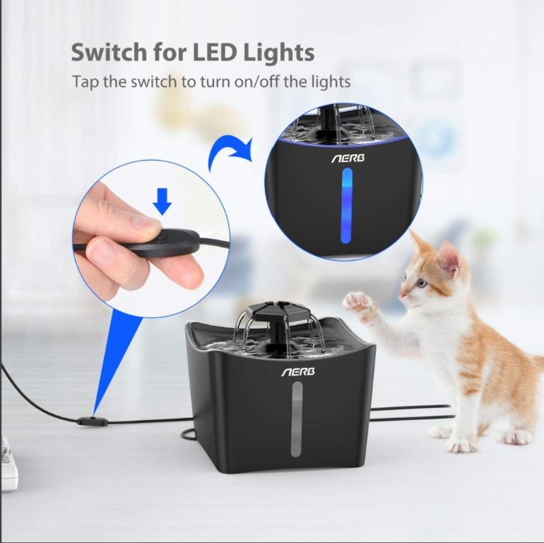 Aerb Cat Water Fountain, Pet Fountain 3L Cat Fountain with Super Quiet