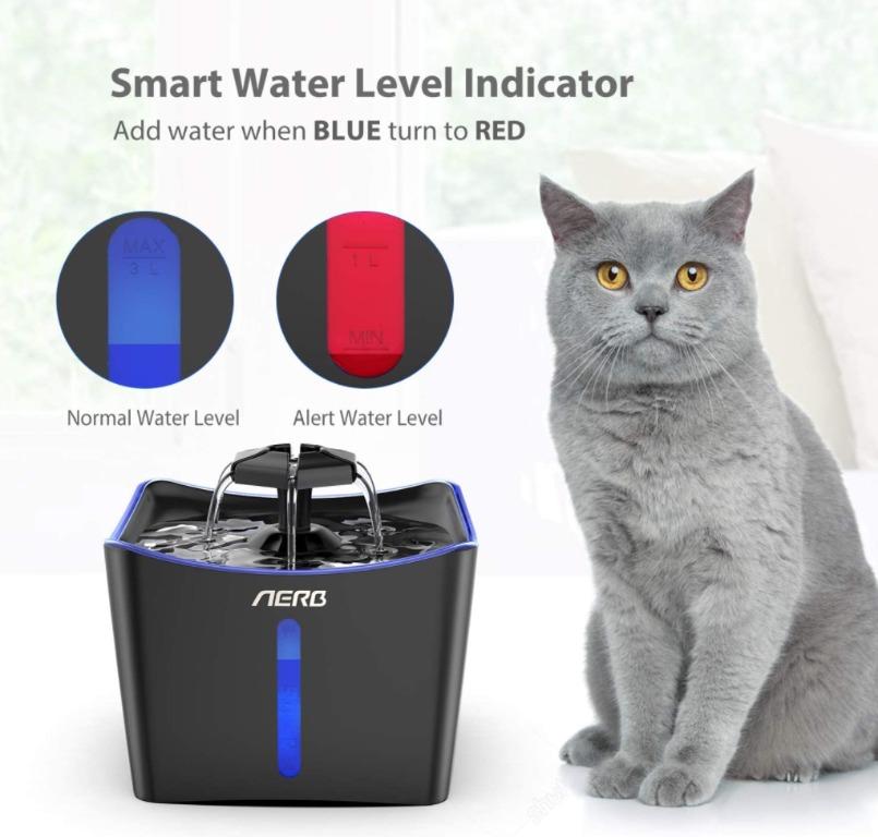 Aerb Cat Water Fountain, Pet Fountain 3L Cat Fountain with Super Quiet