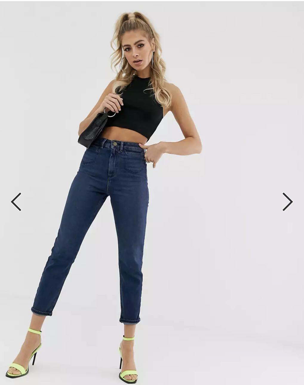 ASOS design recycled high rise farleigh slim mom jeans in dark