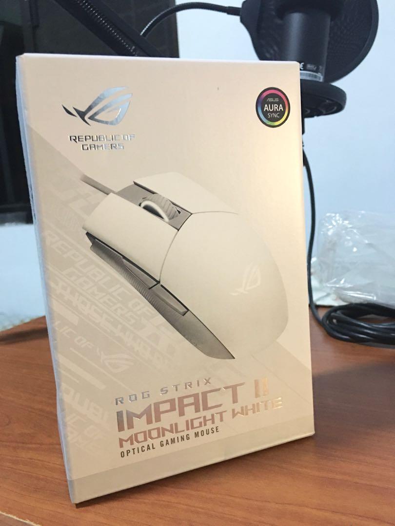 Asus Rog Strix Impact Ii 2 Moonlight White Gaming Mouse Computers Tech Parts Accessories Mouse Mousepads On Carousell