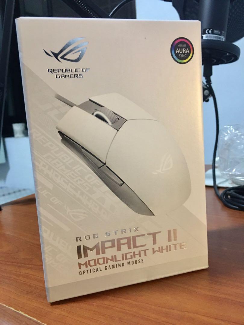 Asus Rog Strix Impact Ii 2 Moonlight White Gaming Mouse Computers Tech Parts Accessories Mouse Mousepads On Carousell