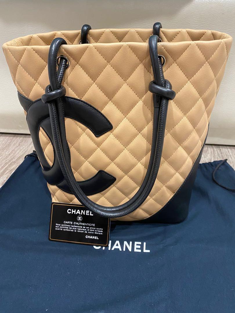 Chanel Calfskin Quilted Medium Cambon Tote Pink Black [Guaranteed authentic]