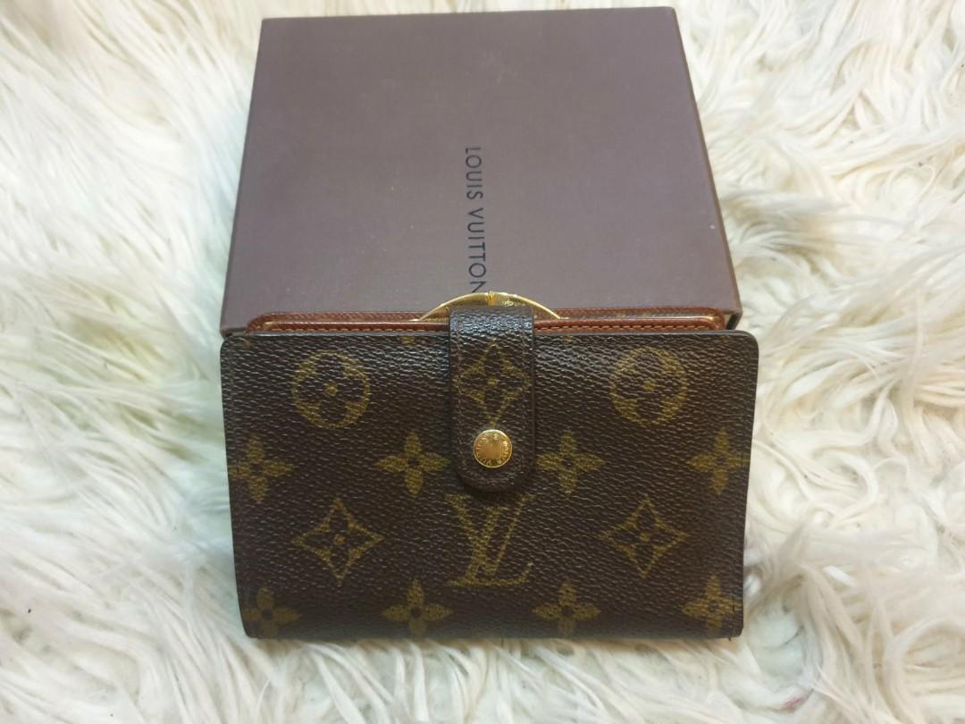 Authentic Louis Vuitton Brown Damier Ebene French Kisslock Wallet