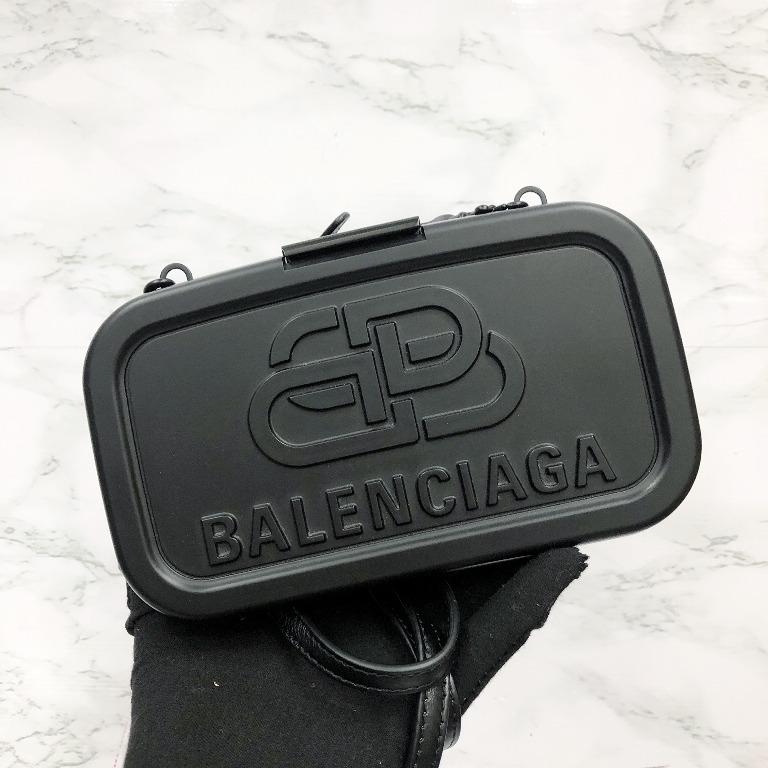 Balenciaga Lunch Box Bb-embossed Cross-body Bag In Black