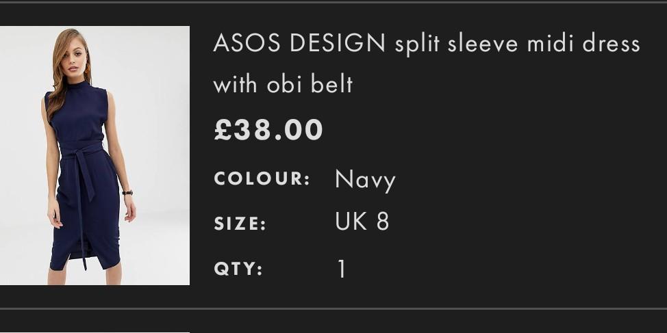 Brand New ASOS spilt sleeve midi dress with obi belt