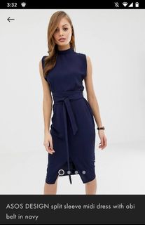 Asos design split sleeve midi dress with obi belt shop