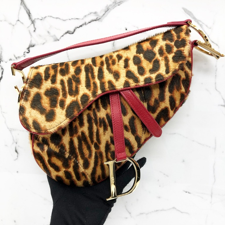 DIOR PONY HAIR LEOPARD PRINT SADDLE BAG 217022671 Women s Fashion