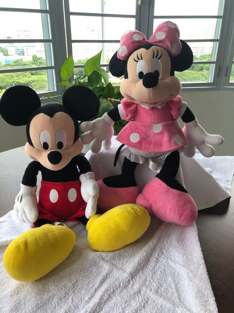 Disney Mickey and Minnie Mouse Ufufy Plush Set Mini 2 1/2'' New With Tag