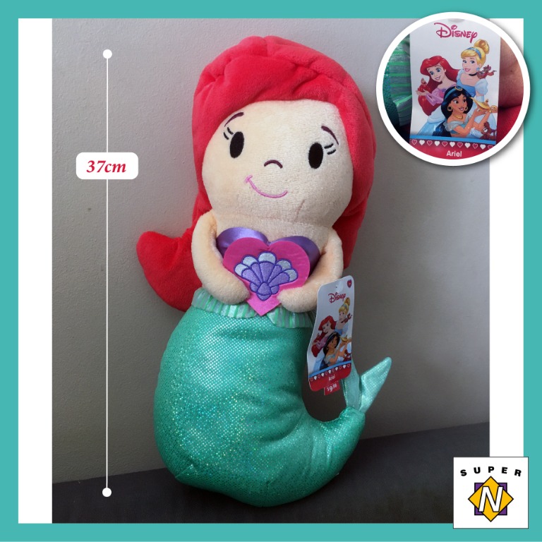 Disney Princess Little Mermaid Ariel Plush Stuffed Animal 14" Valentine Heart 