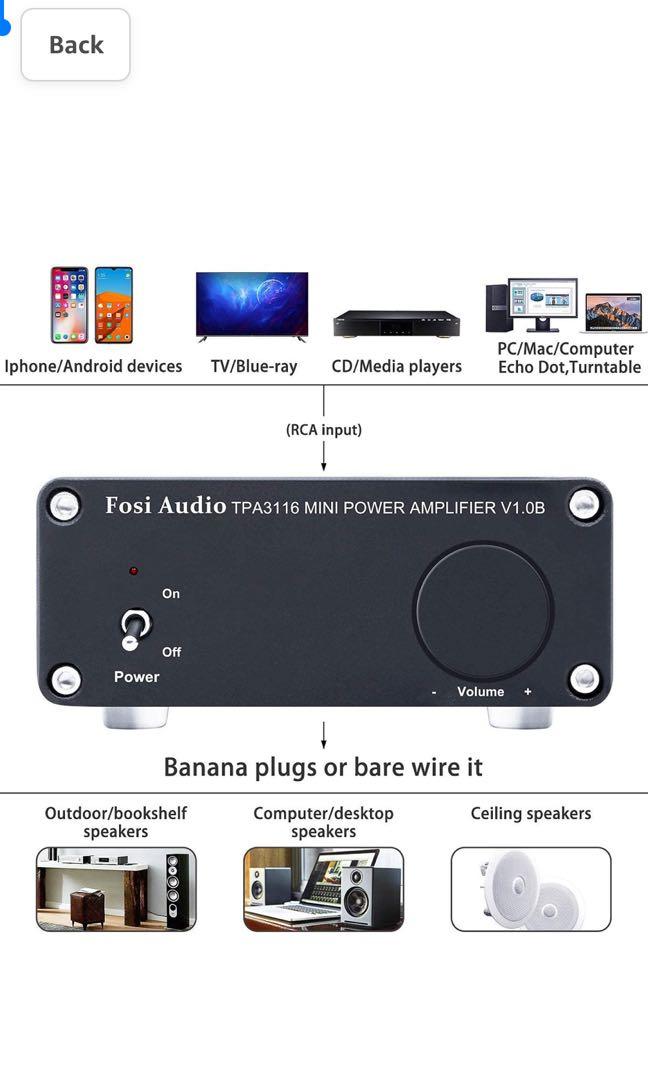 Fosi Audio V1.0B 2 Channel Amplifier Stereo Audio Amp Mini HiFi Class