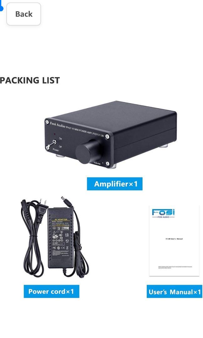 Fosi Audio V1.0B 2 Channel Amplifier Stereo Audio Amp Mini HiFi Class