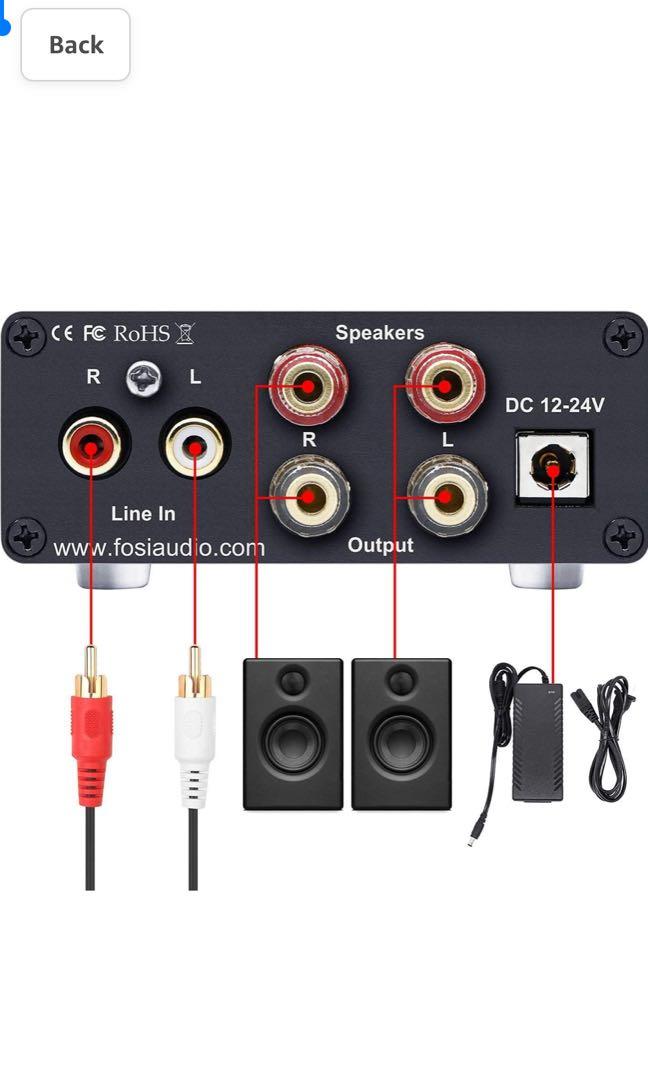 Fosi Audio V1.0B 2 Channel Amplifier Stereo Audio Amp Mini HiFi Class