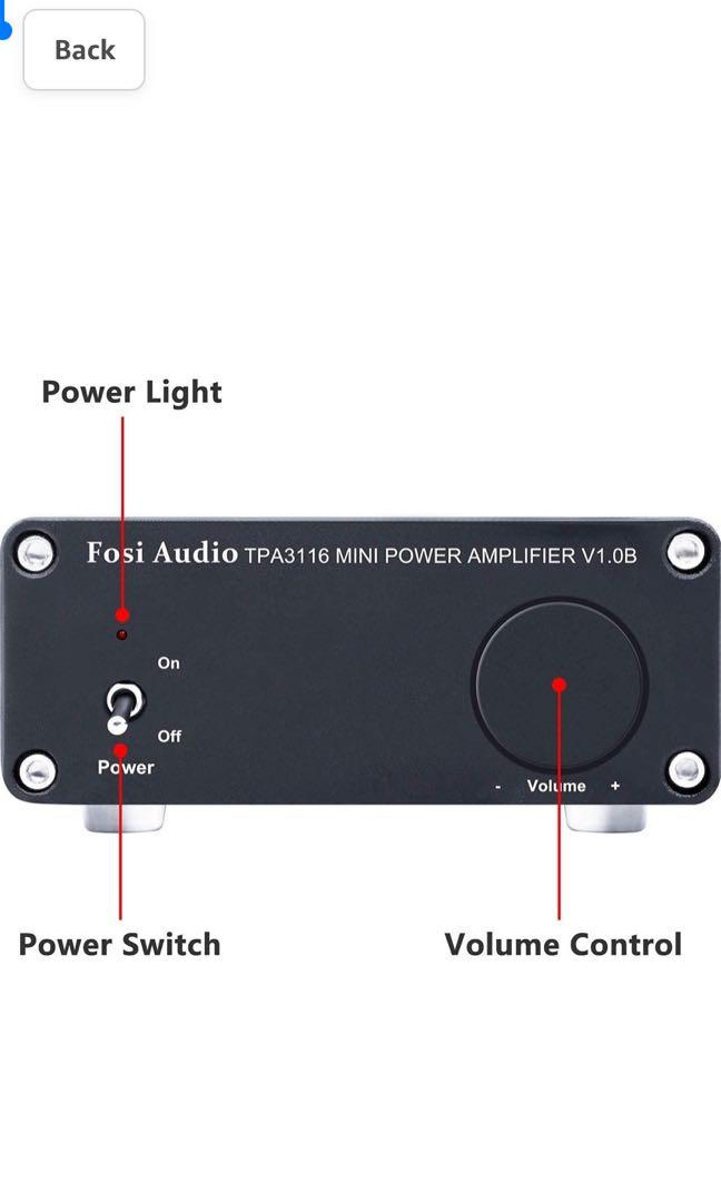 Fosi Audio V1.0B 2 Channel Amplifier Stereo Audio Amp Mini HiFi Class