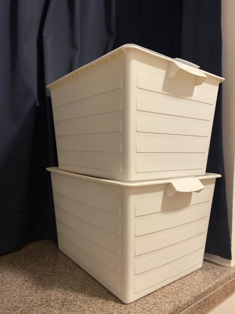 IKEA plastic storage boxes x2, 傢俬＆家居, 其他, 收納箱及袋 Carousell