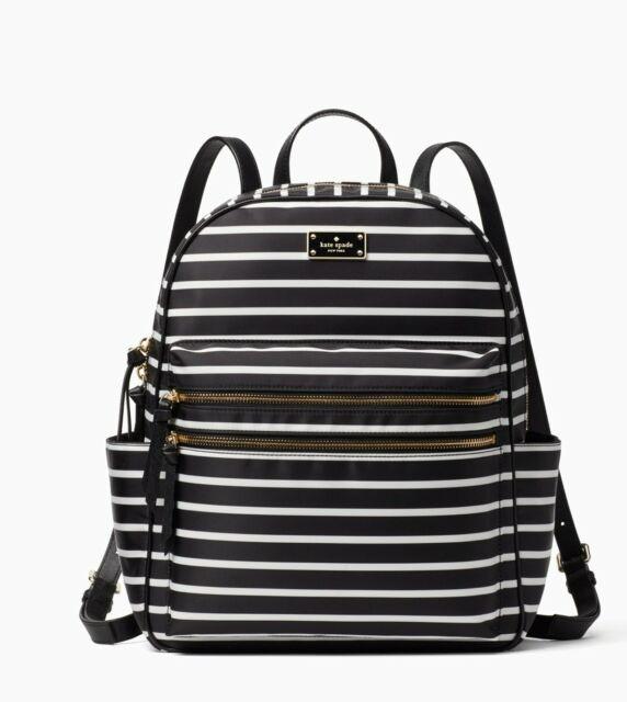 Kate spade black and white striped backpack hotsell
