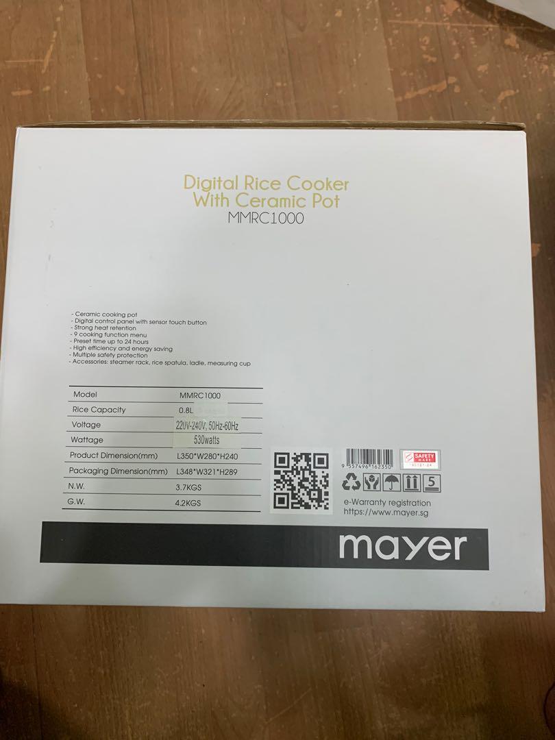 Mayer Digital Rice Cooker with Ceramic Pot, Furniture & Home Living