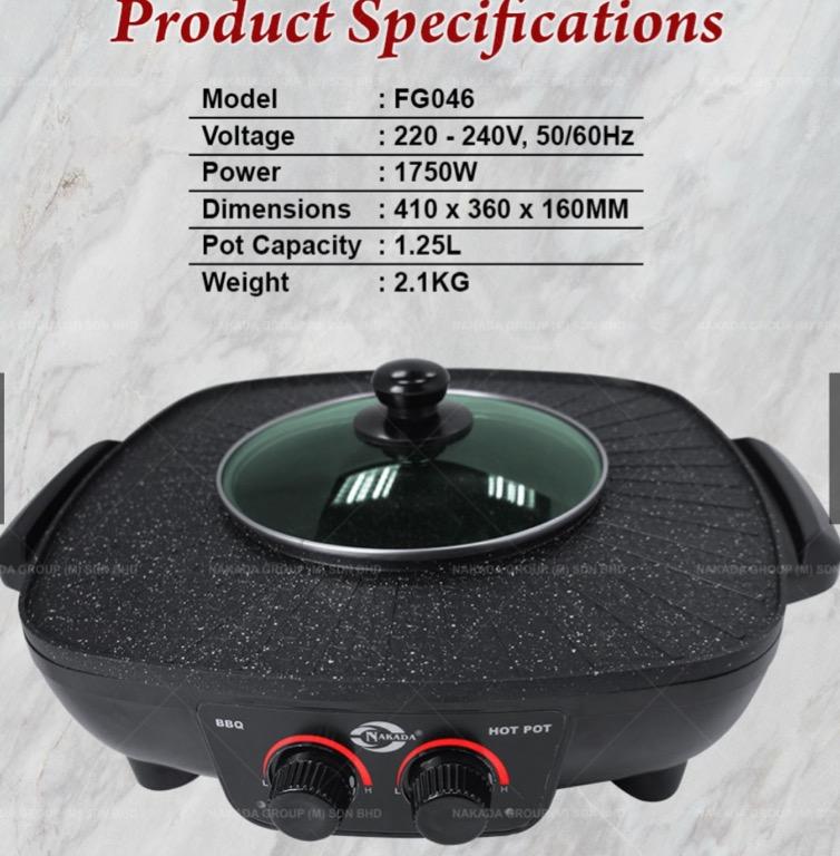 Nakada Electric BBQ Grill & Steamboat Pot, TV & Home Appliances