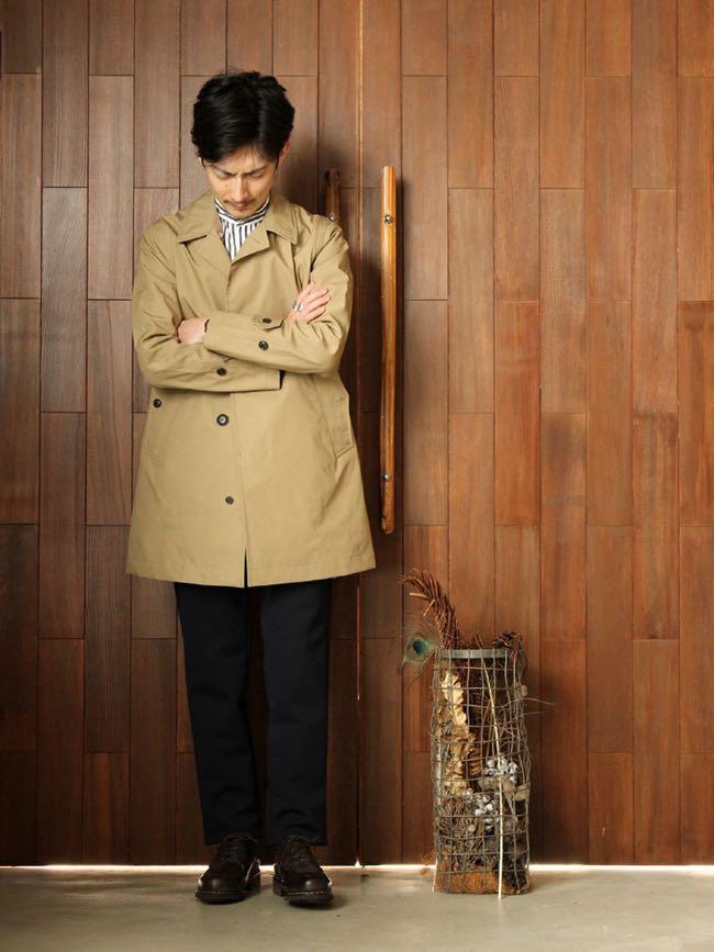 Nanamica Gore-tex soutien collar coat 卡其色歐美碼Size S, 男裝