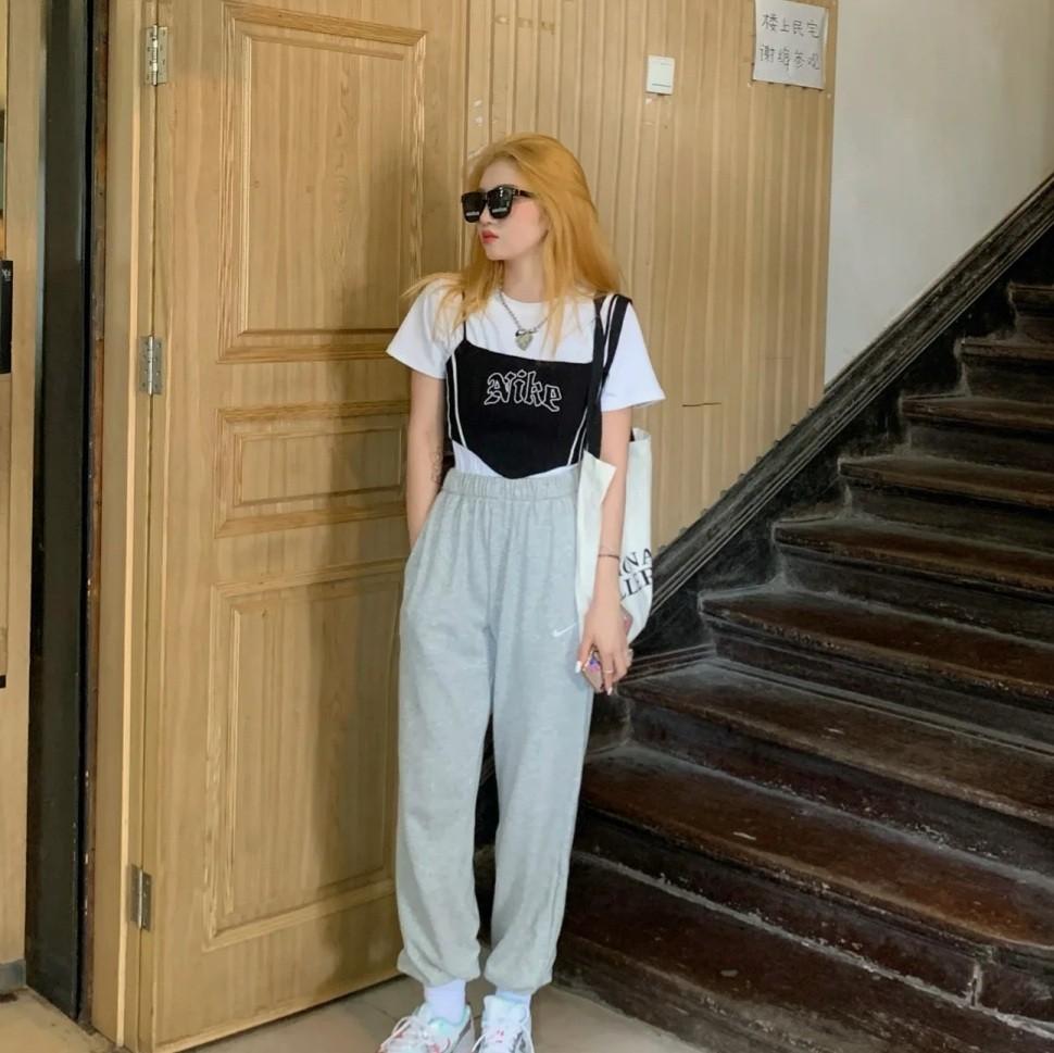 Nike Reworked Vintage Corset Top black crop lace up tie remake