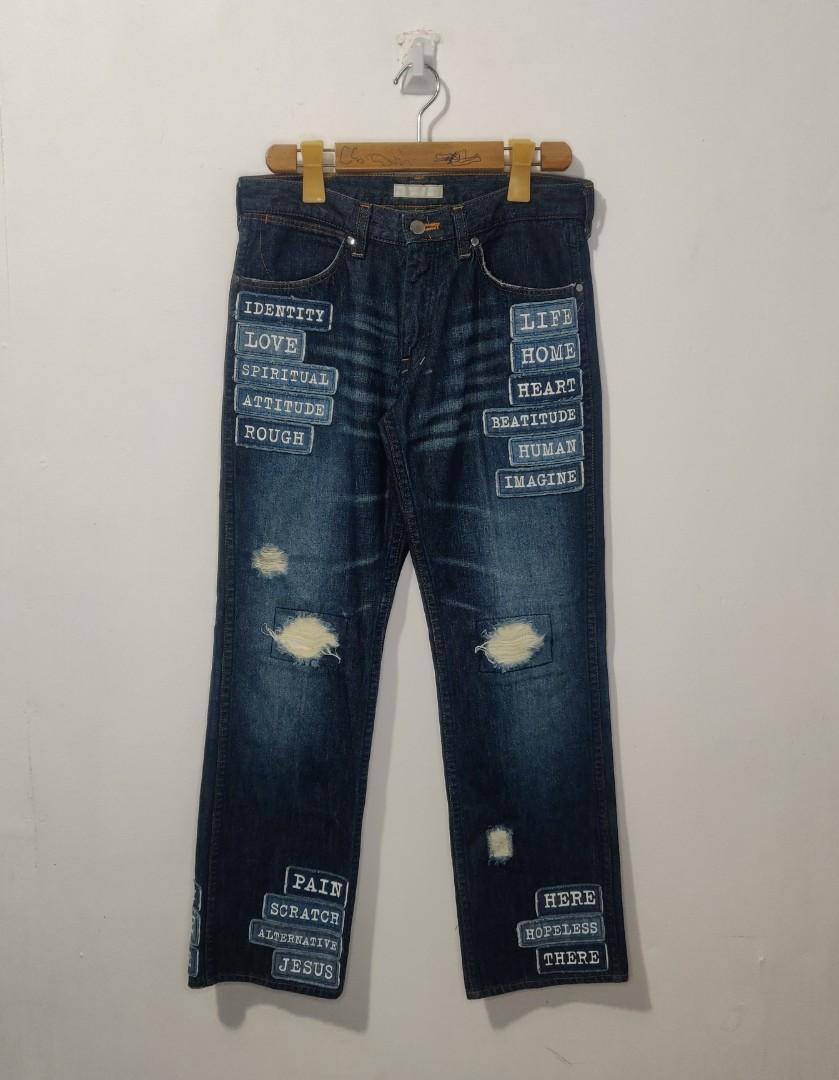 Number Nine S/S02 The Modern Age Patch Denim Jeans, Men's Fashion