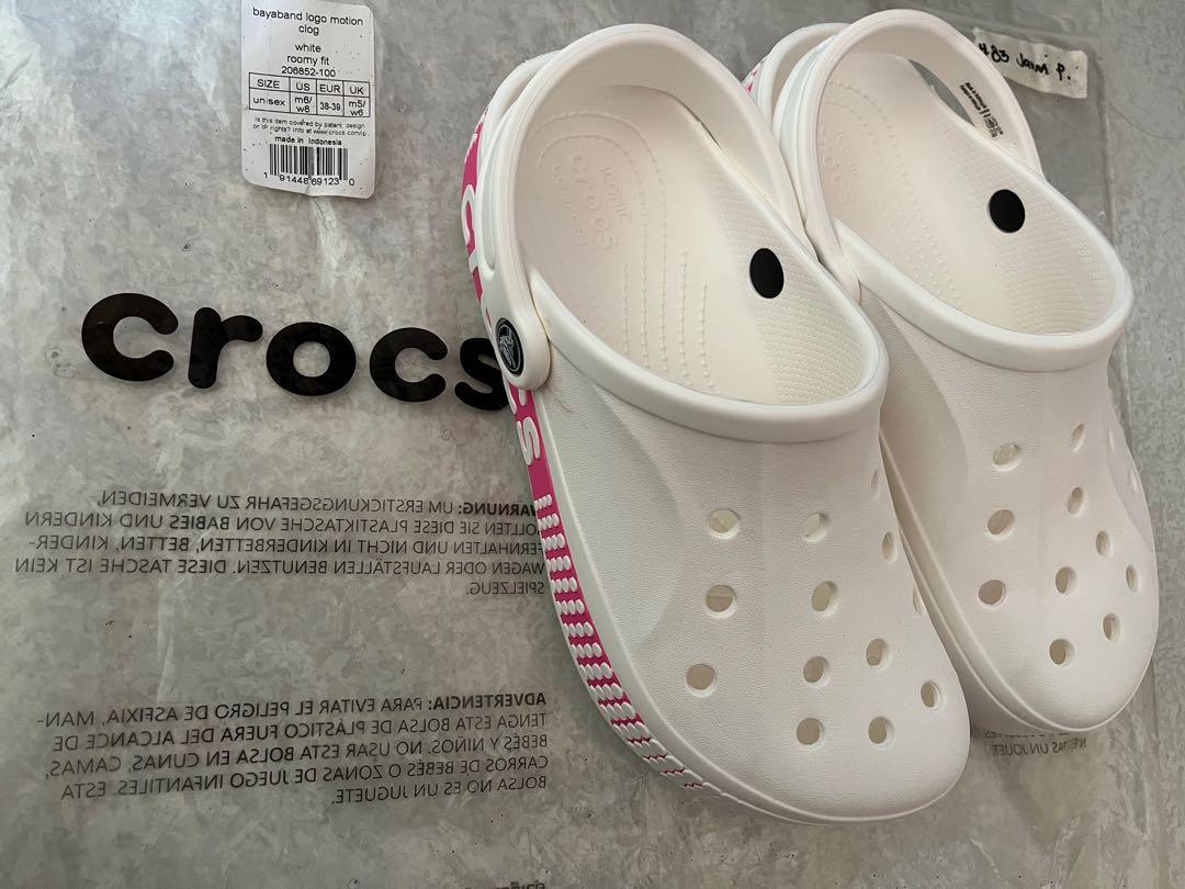 Crocs white sale and pink