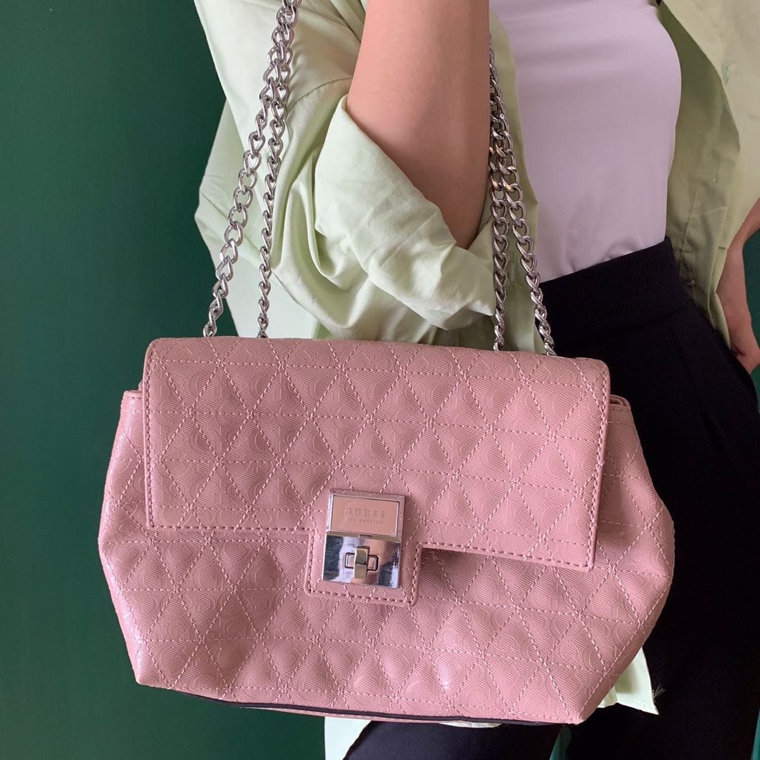 pink guess tote