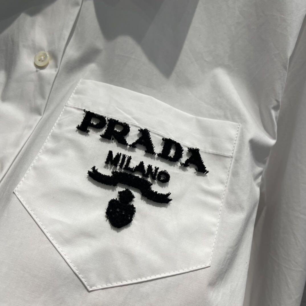 Prada cropped poplin shirt, Luxury, Apparel on Carousell