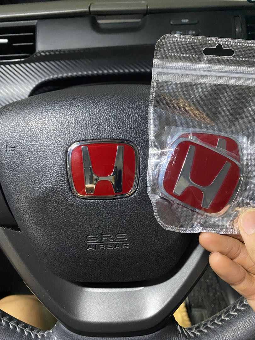 Red Honda Steering Wheel Emblem, Car Accessories, Accessories on Carousell