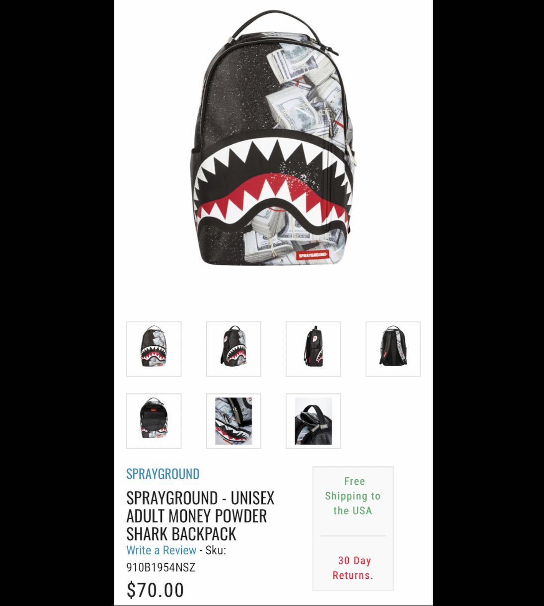 Sprayground money shark backpack Men s Fashion Bags Backpacks