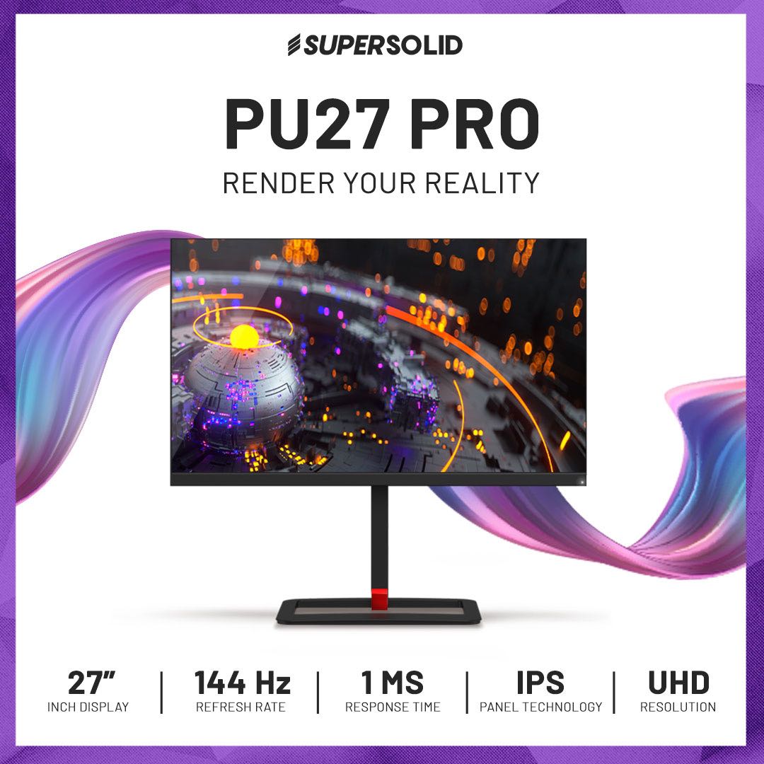 SuperSolid PU27 Pro 27 4K UHD [3840 x 2160] IPS 144Hz 1ms Flat Screen ...