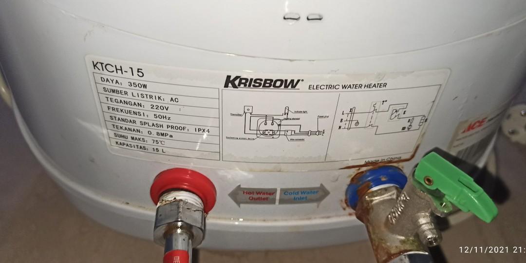 Water heater KRISBOW 15 liter 350 watt, Perabotan Rumah di Carousell
