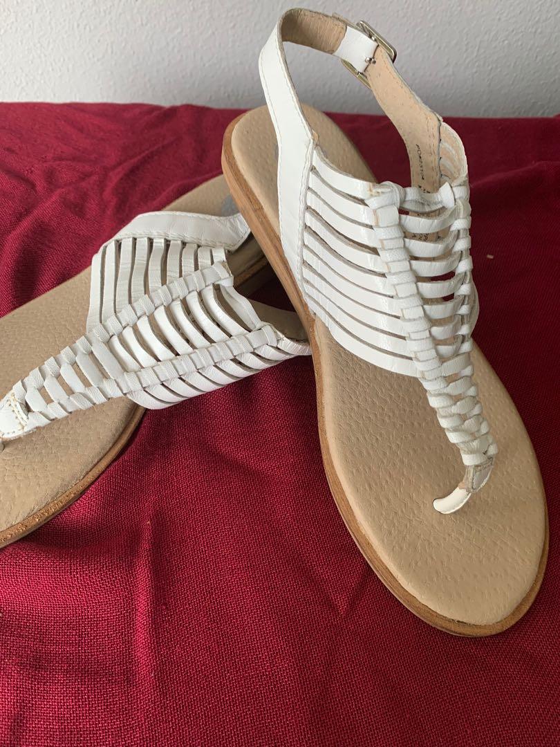 White leather casual sandals