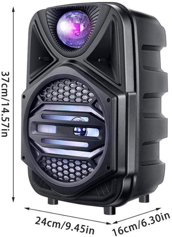 Wireless Karaoke Speaker System with 12 Subwoofer Black Kacsoo Outdoor Portable Bluetooth PA Speaker System with 2 Karaoke Microphones Remote DJ Lights FM Radio AUX interface MP3/BT/TF card 