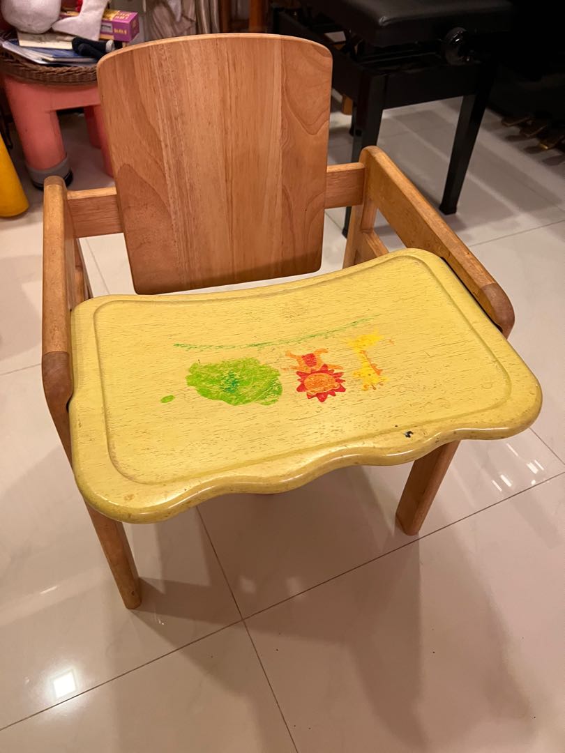 Wooden High Chair adjustable and convertible to Low chair and table